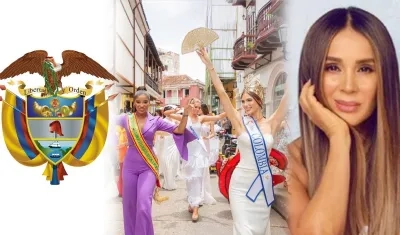 El escudo, el Reinado y la actriz Catherine Siachoque. 