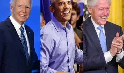 Presidente Joe Biden y los expresidentes Barack Obama y Bill Clinton. 