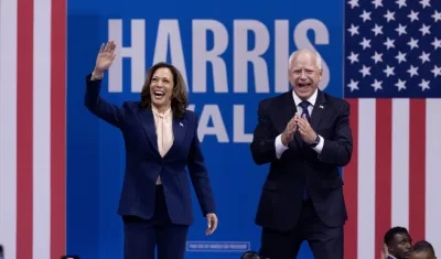 Kamala Harris y su fórmula a la vicepresidencia, Tim Walz.