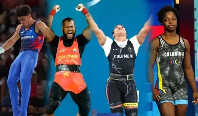 Ángel Barajas, Yeison López, Mari Leivis Sánchez y Tatiana Rentería, medallistas colombianos. 