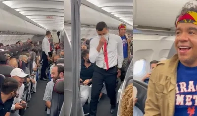Momento en que el pasajero, con nacionalidad estadounidense, era bajado del vuelo de American Airlines. 