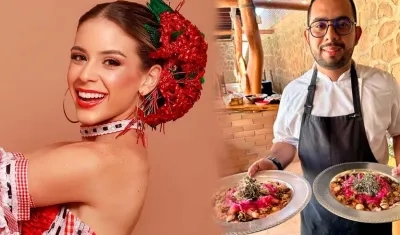 La Reina Tatiana Angulo Fernández De Castro y el chef Raúl Pacheco.