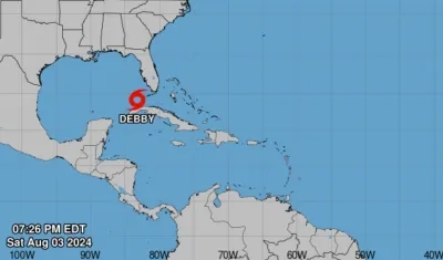 Lugar donde se encuentra ubicada en la noche de este sábado la tormenta tropical. 