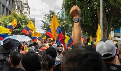 Banderas colombianas en protesta.