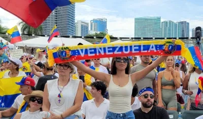 Protesta de venezolanos en contra del Gobierno de Maduro.