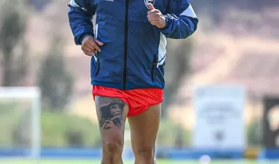 Christian Cueva durante un entrenamiento con su nuevo club Cienciano del Cusco.