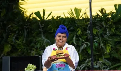 María Rúa presentó en Sabor Barranquilla sus hamburguesas de proteína de guandú.