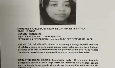 Denuncian desaparición de adolescente en Soledad 