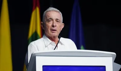 Álvaro Uribe Vélez en el Congreso de Fenalco este viernes en Barranquilla. 