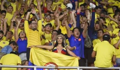 Aficionados en un partido de Eliminatorias de la Selección Colombia en Barranquilla. 