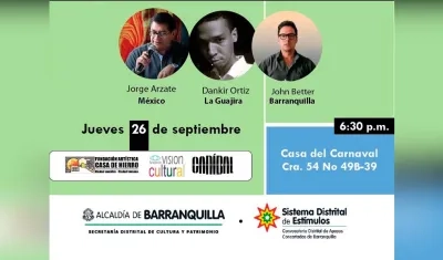 Los tres poetas participantes en esta jornada literaria.