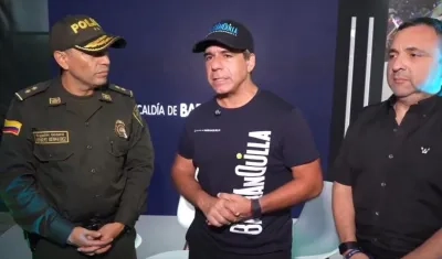 El General Herbert Benavidez, el Alcalde Alex Char y el secretario de Seguridad, Yesid Turbay.