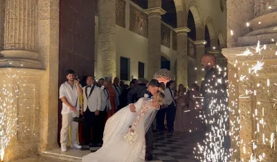 Milagros Villamil y Rafa Pérez en la Catedral de Santa Catalina de Alejandría.