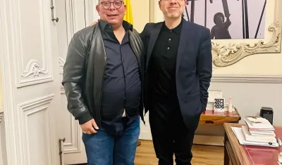 Juan Ospino, secretario de Cultura y Patrimonio junto al ministro  Cultura, Juan David Correa. 