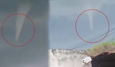 Tromba marina captada en el municipio de Sabanagrande. 