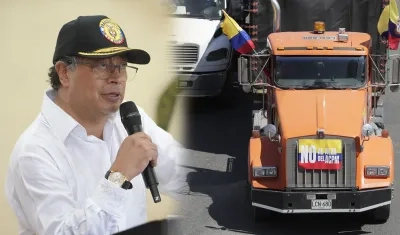 El Presidente Petro y una imagen del paro.