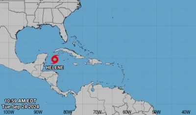 Zona en donde se encuentra actualmente la tormenta tropical Helene. 