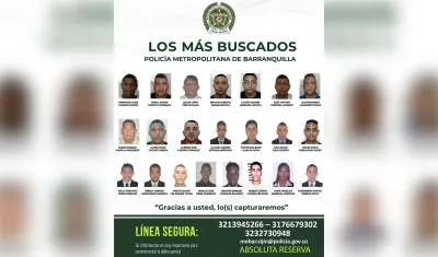 Cartel de los más buscados.
