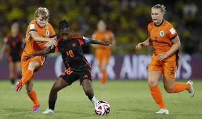 Linda Caicedo durante el partido de cuartos de final contra Países Bajos. 