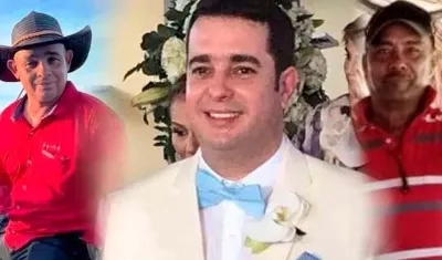 El ganadero Esteban Urueta y sus dos trabajadores.