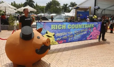 La alcancía gigante para pedir a los países desarrollados más compromisos con la biodiversidad. 