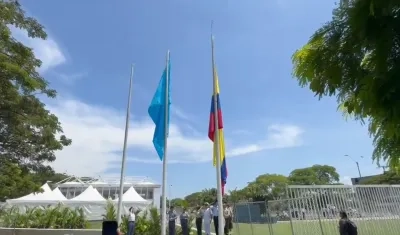 La bandera de la ONU en Cali.