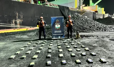 La cocaína incautada en el buque de carga. 