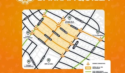Mapa de los cierres viales.