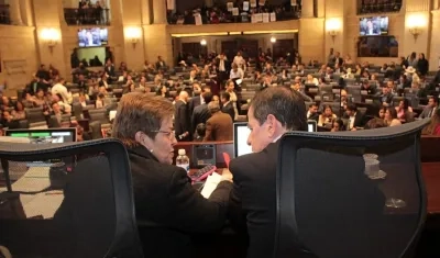 La Ministra de Trabajo, Gloria Ramírez y el Ministro del Interior, Juan Fernando Cristo.