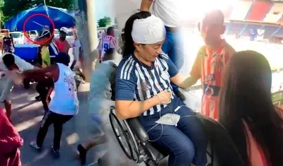 Barristas atacando a hincha, mujer herida por lata de cerveza y barrista exigiendo cédula.