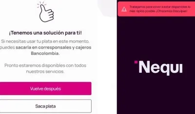 Mensajes que se visualizan en la aplicación de Nequi. 