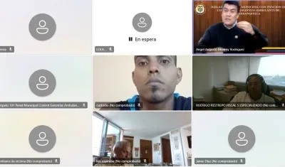 Víctor Manuel Gutiérrez durante la audiencia virtual de este viernes. 