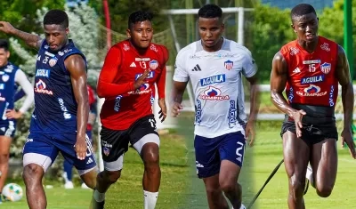 Jhon Navia, Jhon Vélez, Howell Mena y Yeferson Moreno, jugadores de la cantera del Junior.