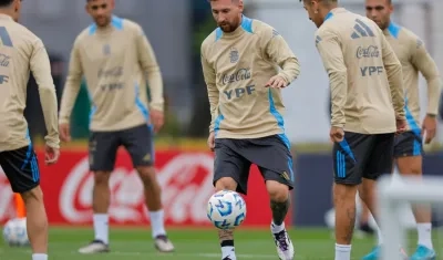 Lionel Messi durante un entrenamiento de Argentina, en Buenos Aires. 