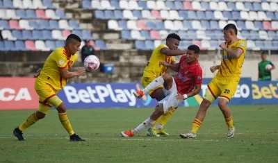 Miller Bacca, delantero del Barranquilla FC durante el partido contra el Bogotá FC. 