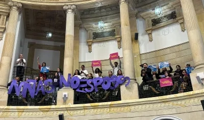 Asistentes en el Congreso celebran la aprobación de la mencionada ley. 