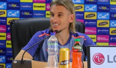 Sebastián Beccacece, entrenador de Ecuador, este sábado en rueda de prensa.
