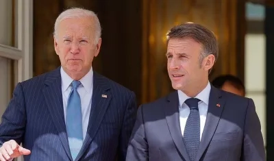 Joe Biden, y su homólogo francés, Emmanuel Macron. 