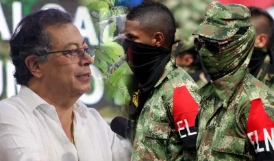 Presidente Gustavo Petro y guerrilleros del ELN. 