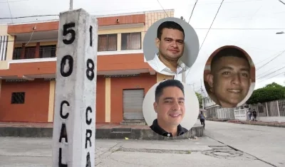 Jean Carlos Phillips Celis, uno los heridos, Edwin Horacio Pérez Plata y Andrés Felipe Berdugo, dos de las víctimas mortales.
