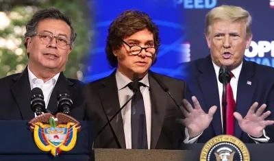 Gustavo Petro, Javier Milei y Donald Trump.