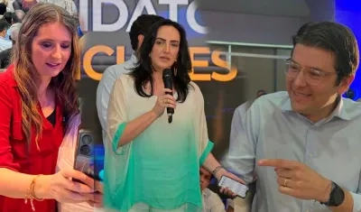 Los precandidatos Paloma Valencia, María Fernanda Cabal y Miguel Uribe.