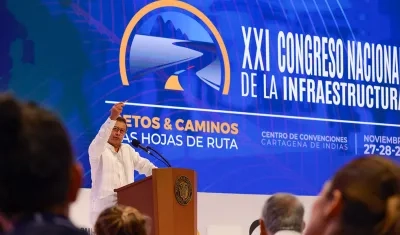 El Presidente Gustavo Petro en el Congreso Nacional de la Infraestructura. 