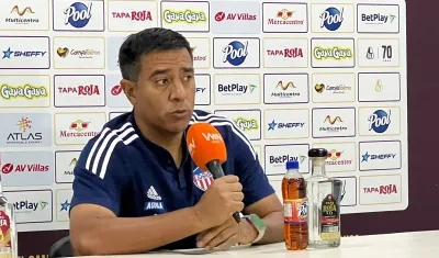 César Farías, técnico del Junior, en rueda de prensa tras el partido contra Tolima.