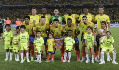 Selección Colombia que se enfrentó a Ecuador, en Barranquilla. 