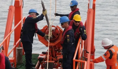 Plataforma marina para buscar gas e hidrocarburos en el mar Caribe.