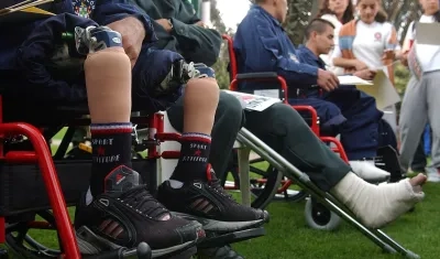 Soldados heridos por minas antipersona.