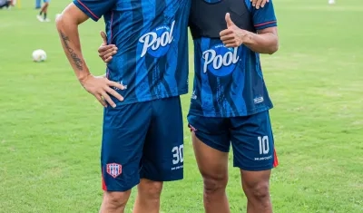 Andrés 'Pecoso' Correa y Jannenson Sarmiento, jugadores del Unión Magdalena.  