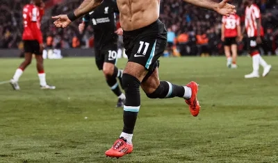 Mohamed Salah celebra el gol del triunfo del Liverpool. 