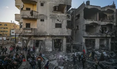 Edificio destruido en Gaza por los ataques.